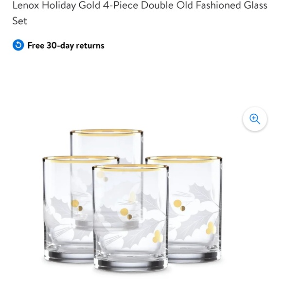 Lenox Holiday Gold Whiskey/Double Old Fashioned Glasses - Set of 4 - Picture 3 of 5